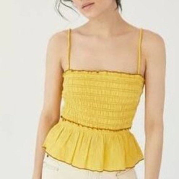 URBAN OUTFITTERS MARTA BABYDOLL SMOCKED YELLOW TANK SIZE SMALL NEW WITH TAG - Picture 7 of 7